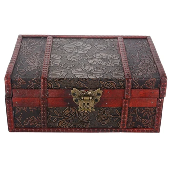 

Vintage Large Wooden Decoration Lock Handmade Jewelry Necklace Makeup Storage Organization Boxes