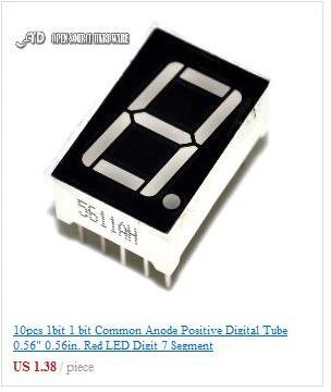 10 шт. 2bit 2 bit цифровая трубка общий анод положительный 0,5" 0.56in. Красный светодиодный-значный 7-сегментный