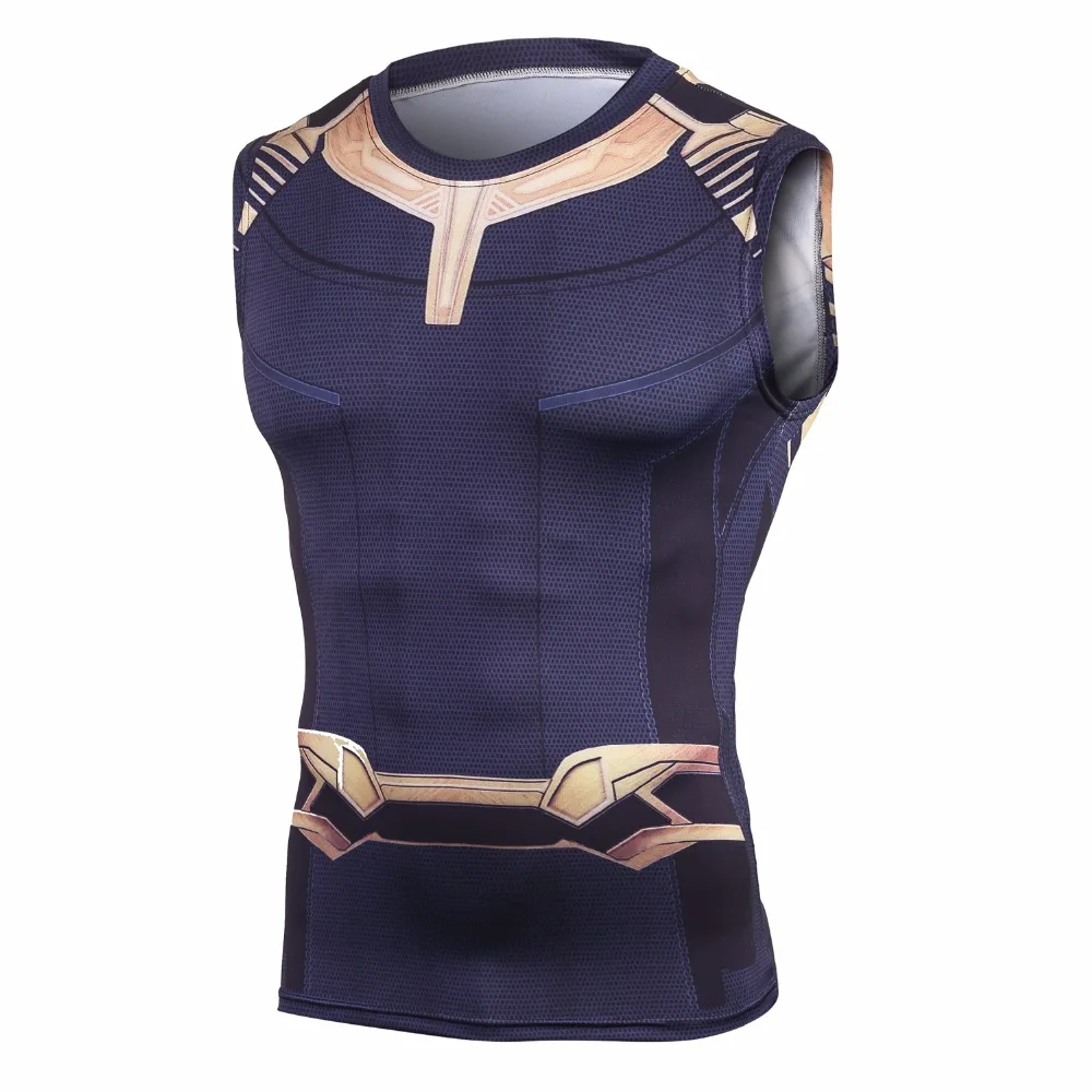 

2018 Movie Avengers 3 Infinity War Thanos Superhero Cosplay Costume Summer T-Shirts Mens 3D Print compression fitness Tops