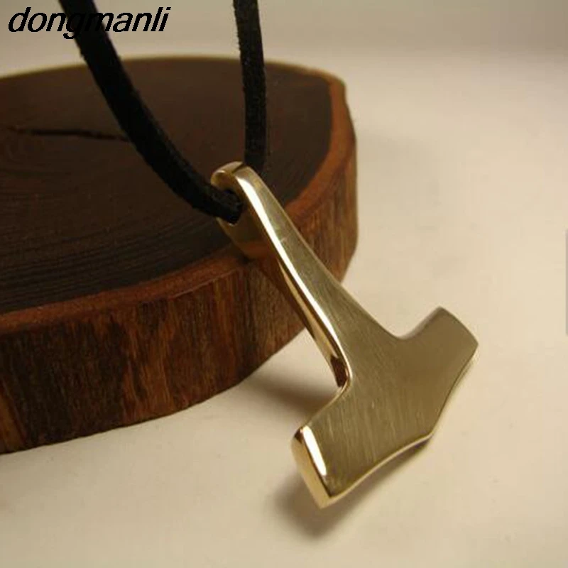 

P881 Dongmanli Nordic Gold Thor Hammer Mjolnir Thor Viking Gothic Male Chain Necklace Pendant Jewelry Scandinavian