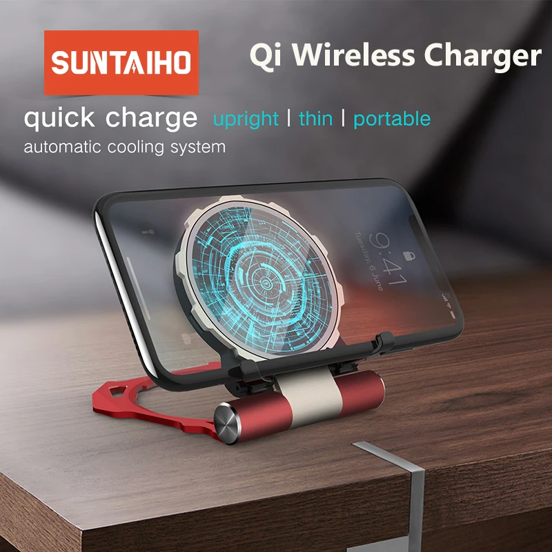 Беспроводное зарядное устройство Suntaiho 10W Qi для samsung S10 + S8 S9 Plus Xiaomi Mi9 Быстрое