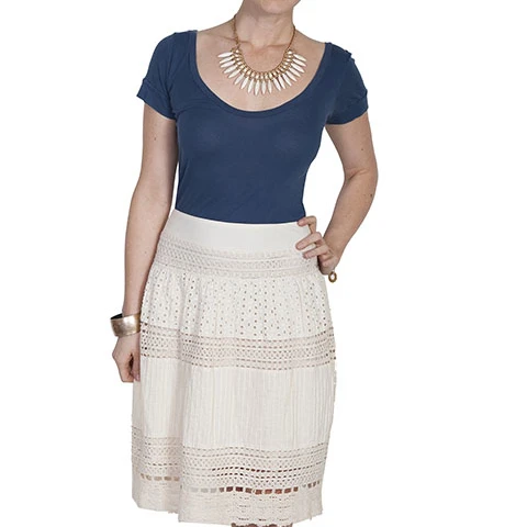 Scully HC210-IVO-L Womens Multi Panel Short Skirt Ivory - Large