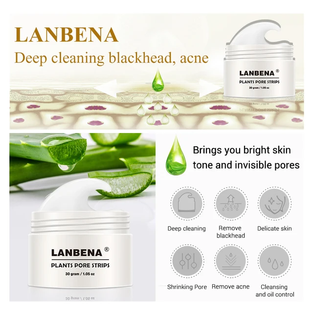 LANBENA Blackhead Dot Remover Nose Mask Cream Pore Strip Black Mask Peeling Acne Treatment Deep Cleansing