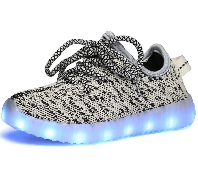 Xiaying sonrisa niños niñas luminosos zapatos LED niños planos zapatos USB ciclo de carga Casual de