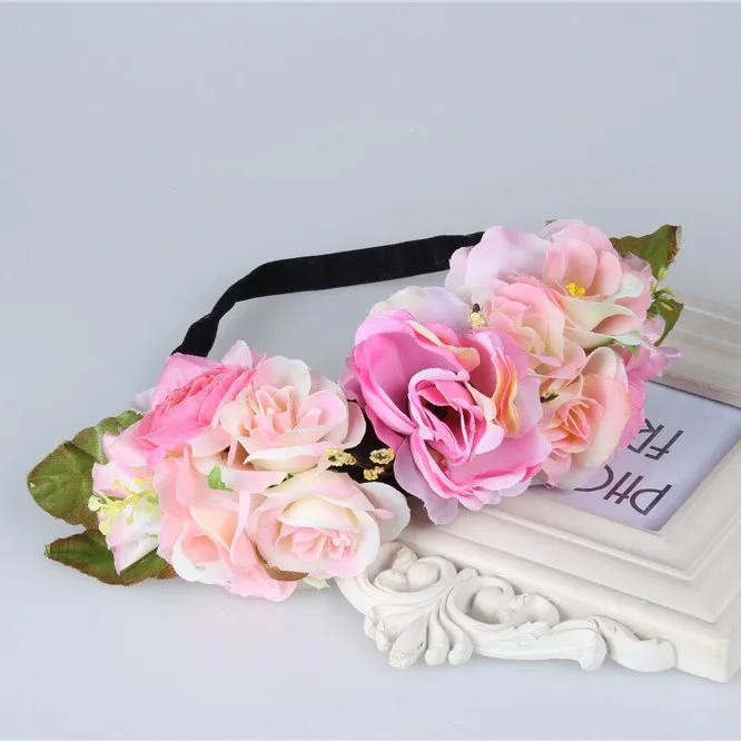 Когда-нибудь Фея Для женщин венок из роз фестиваль свадебные вечерние цветочные гирлянды Корона Цветочные Halo с лентой цветок корона - Цвет: 8