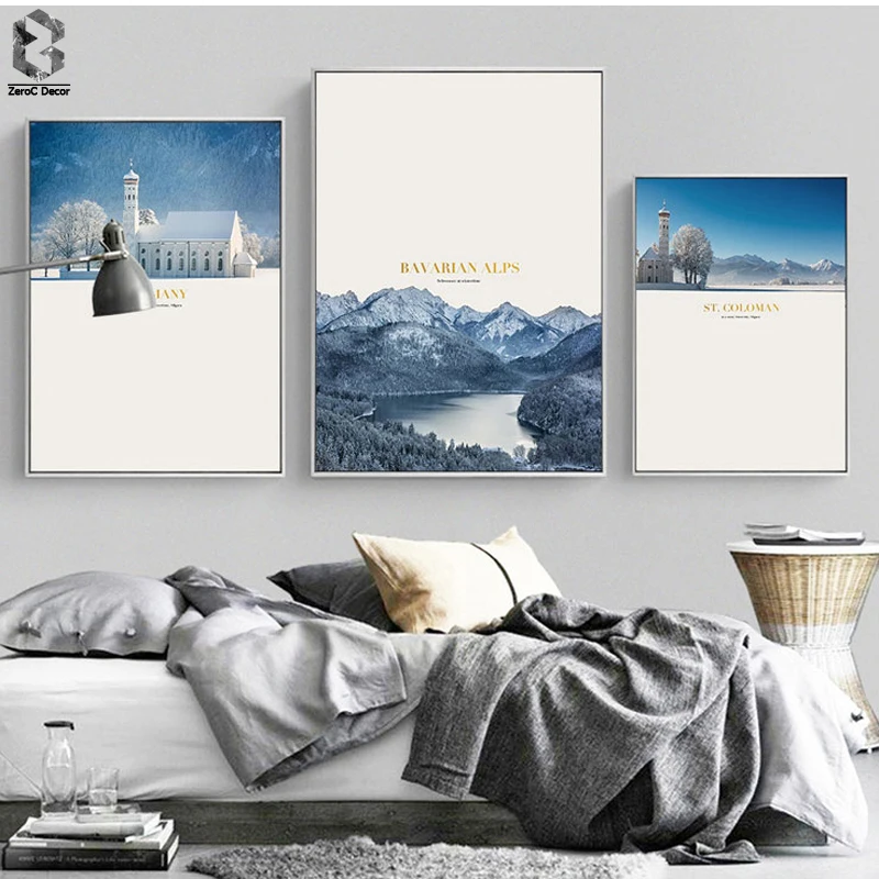 

White World Canvas Art Print and Poster, Alps Art Paintings for Living Room Decoration, ST.COLOMAN Giclee Wall Decor
