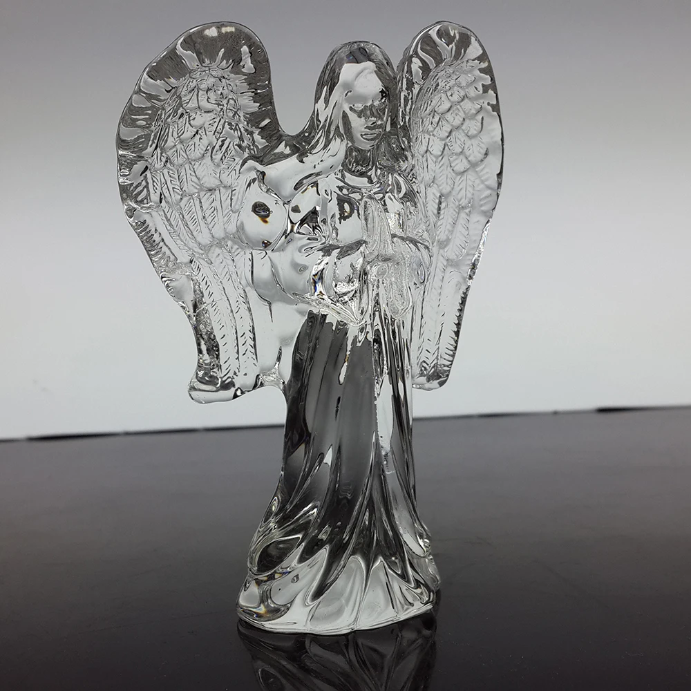 Praying Clear Crystal Statue Guardian Angel Sculpture Figurines Ornament Home Decoration