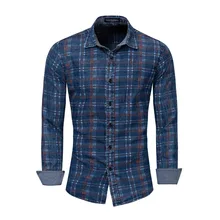 Стильная мужская джинсовая рубашка, классическая синяя рубашка с длинным рукавом, хлопковые повседневные рубашки, весна, брендовая одежда для мужчин, джинсовая рубашка размера плюс