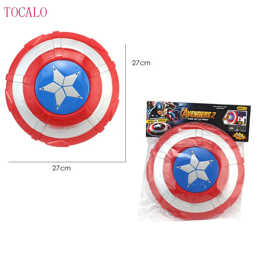 

27cm PVC Captain America Figure Toys The Avengers Captain America Shield Light-Emitting & Sound Cosplay Model Toy With Opp Bag