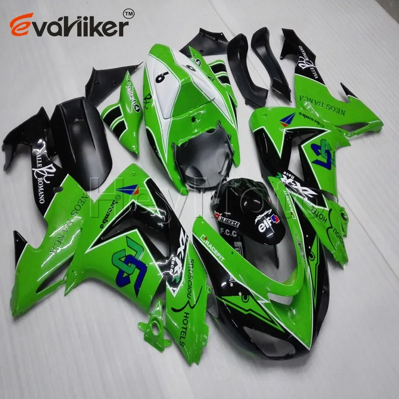 Пользовательские ABS капот мотоцикла для ZX-10R 2006-2007 ZX 10R 06-07 пластиковый комплект мотоцикл обтекатель зеленый H2 - Цвет: B