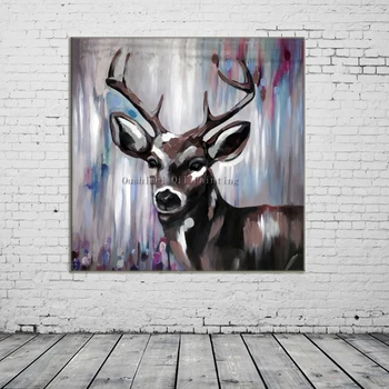 

New Hand Painted Knife Animals Deer Oil Painting Hang Paintings Modern Abstract Wall Picture For Decor Pictures Canvas Painting