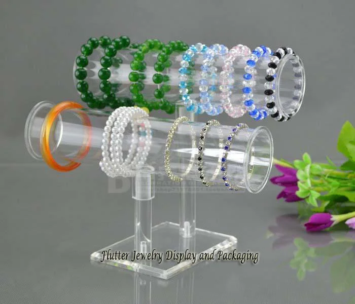Detachable Superior Acrylic Bracelet Display Stand 2 Layers T Bar Detachable Superior Acrylic Bracelet Display Stand 2 Layers T Bar Bangle Showcase Ankle Rack Headware Holder Jewelry Shelf In Packaging
