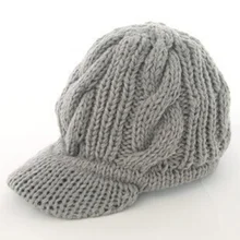 Women Knitted Peaked Cap Keep Warm Elastic Beanies Hat for Winter Autumn KNG88