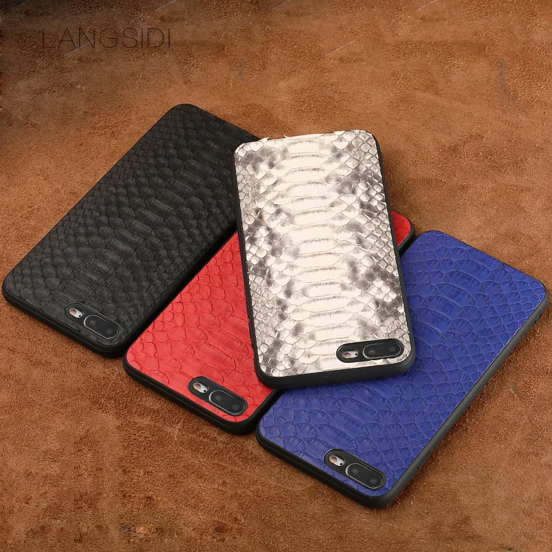 

Leather Back Cover Case/natural Python Skin Leather Case Phone Case For IPhone 7 Real Calf