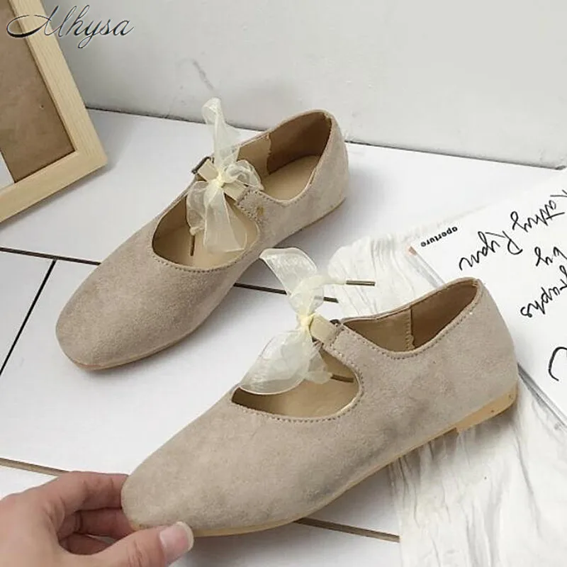 

Mhysa 2019 Spring New Fashion Women Flats Square Toe Elastic band Flat Shoes Bow Ballet Woman Shoes Ladies casual Shoes T97