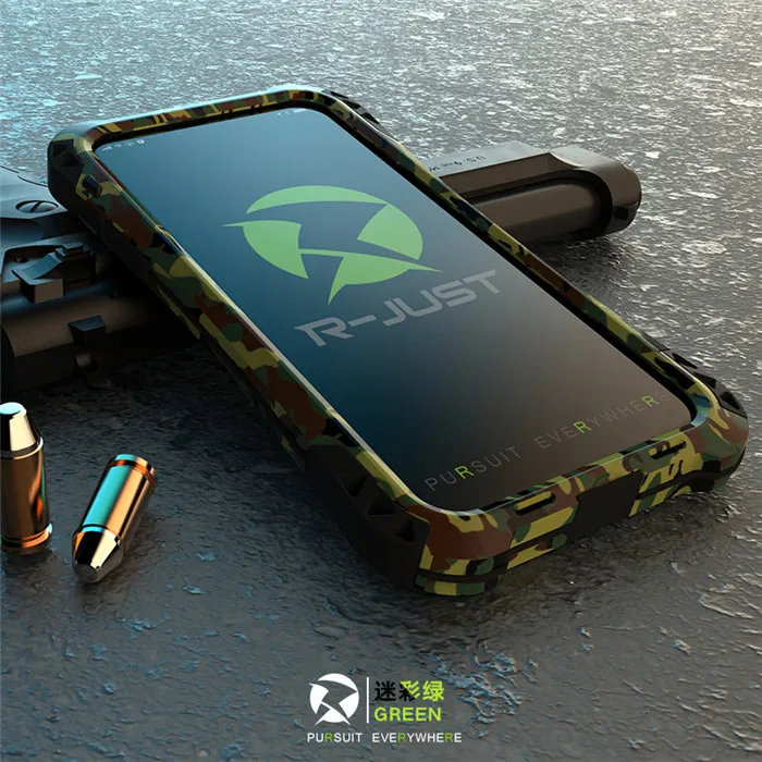 Противоударный пылезащитный чехол из углеродного волокна Gorilla из закаленного стекла, алюминиевый металлический защитный чехол для iphone 7, 8, 6 S, 6 Plus, 5, 5S, SE, чехол - Цвет: Camouflage green