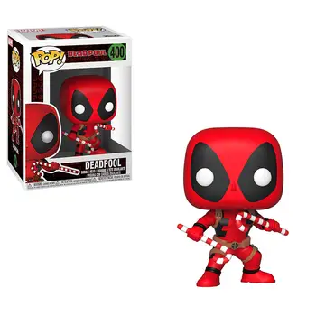 

Official Funko pop Marvel: Holiday - Deadpool with Candy Canes Vinyl Action Figure Collectible Model Toy with Original box