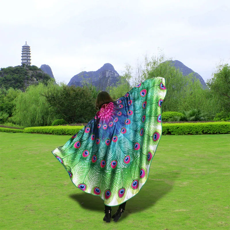 D.Q.Z Women Soft Chiffon Peacock Wings Shawl Festival Wear Cute Cape Hawaii Huge Costume Wife Gifts New Year's Costume D.Q.Z Women Soft Chiffon Peacock Wings Shawl Festival Wear Cute Cape Hawaii Huge Costume Wife Gifts New Year's Costume