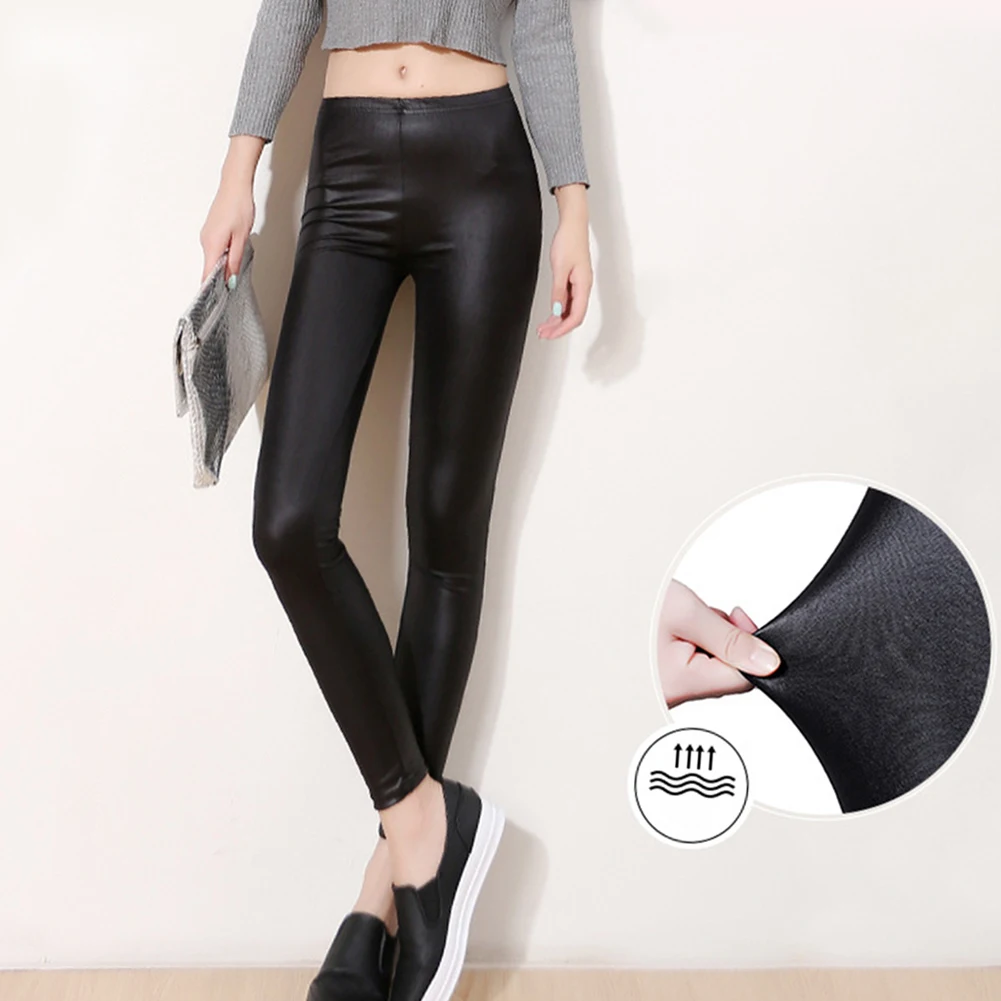 

New Women Faux Leather Stretch Leggings Skinny Pencil Pants Slim Trousers