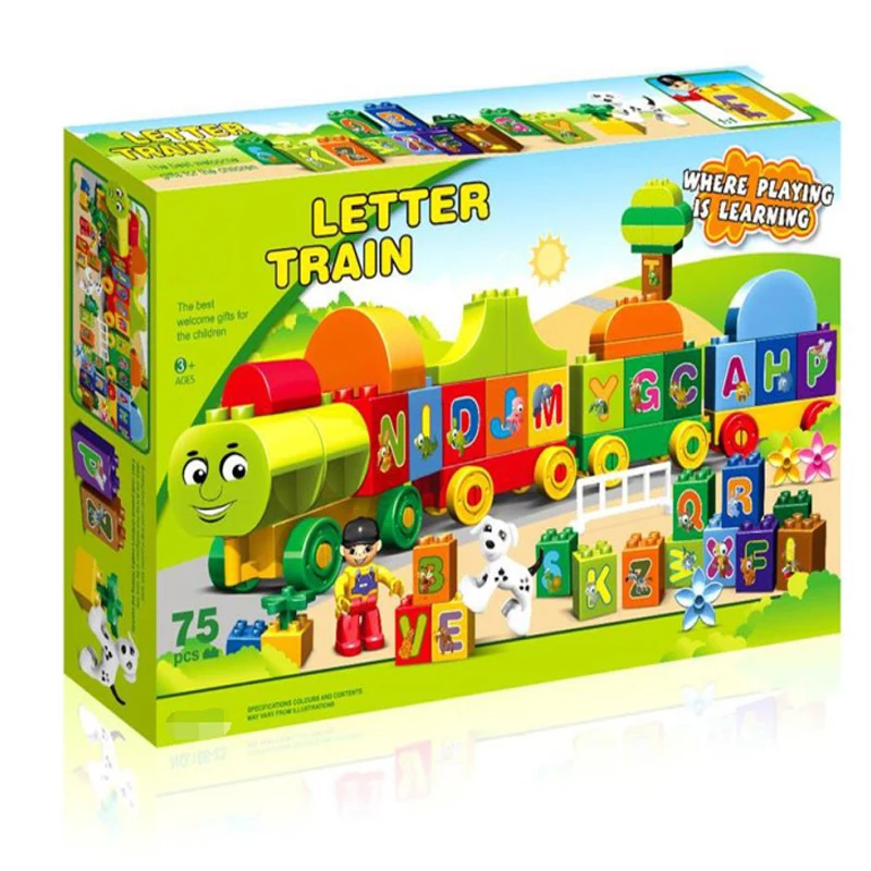 

75pcs Letters Train Model Building Blocks Set DIY Educational Toys Kids Birthday Gifts Compatible LegoINGly Duploe City Train