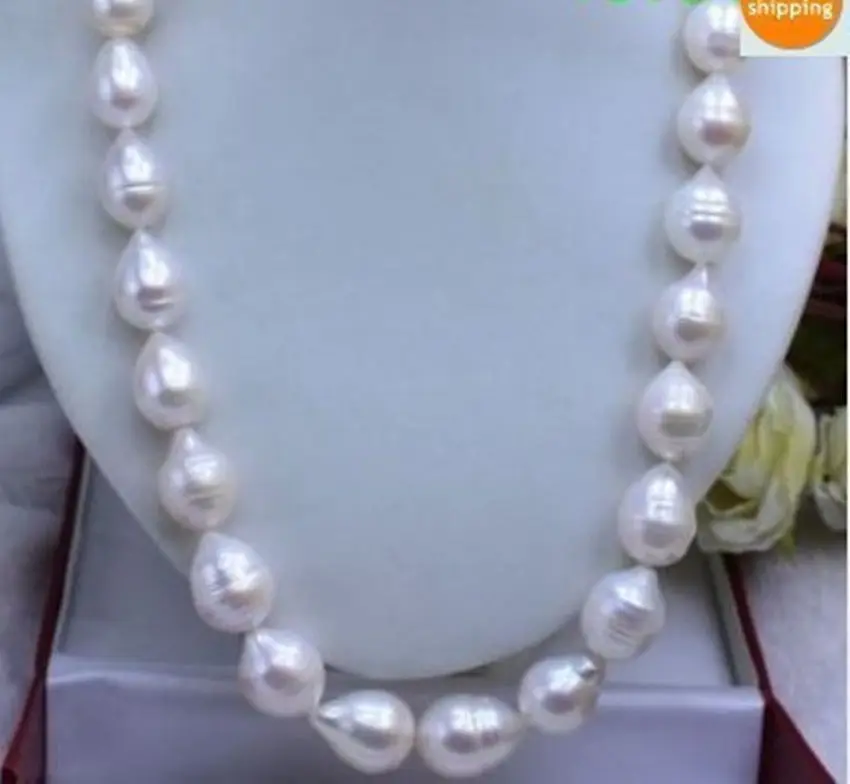 

FREE SHIPPING>@@> Hot sale new Style >>>>> 18" HUGE 11-13MM REAL SOUTH SEA WHITE PEARL NECKLACE