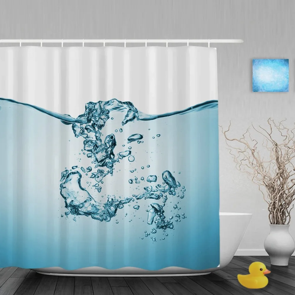 Beautiful Blue Water Decor Bathroom Shower Curtain Unique Designed