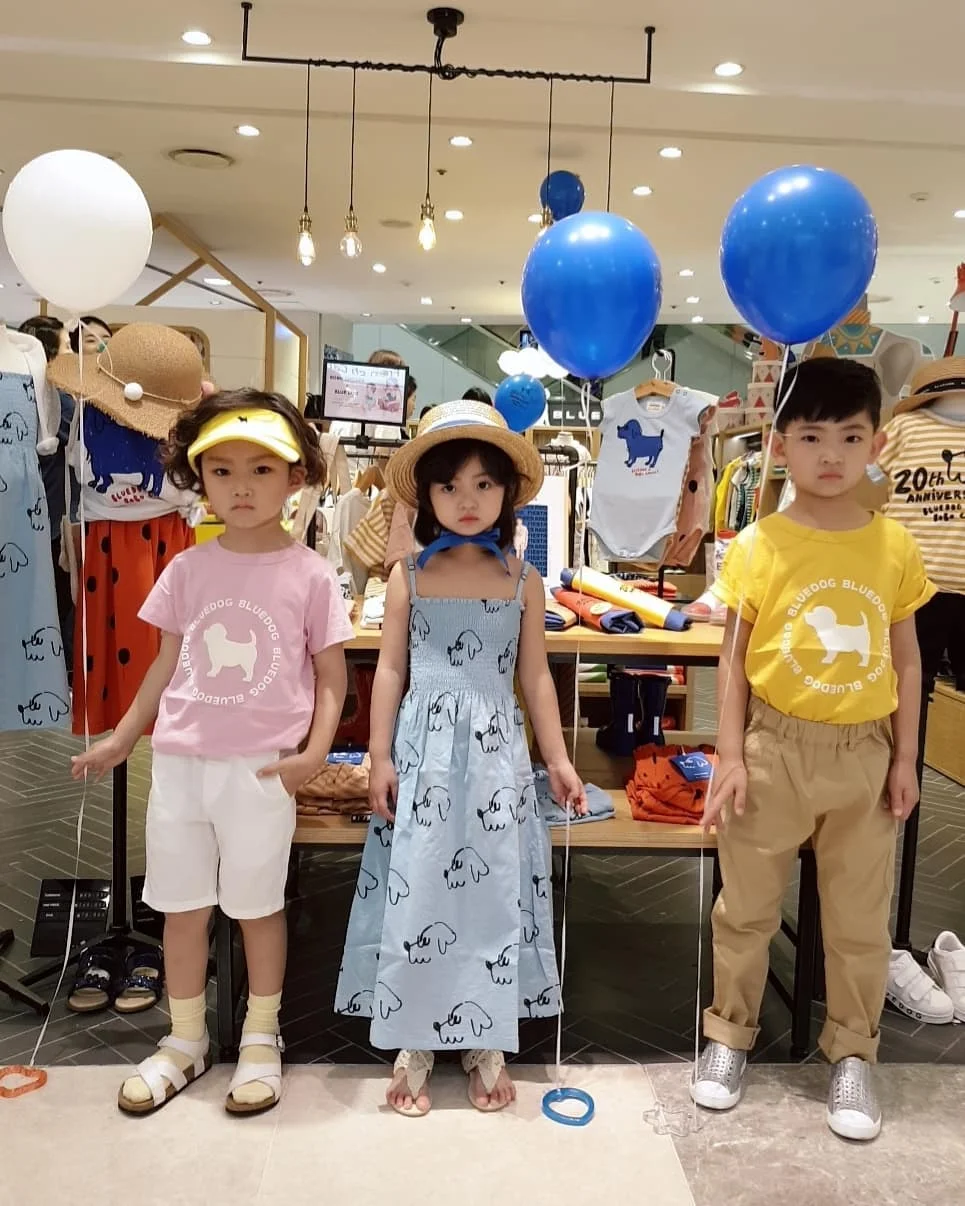 BC/ брендовые летние детские хлопковые футболки с рисунком синей собаки для мальчиков и девочек, футболки, одежда