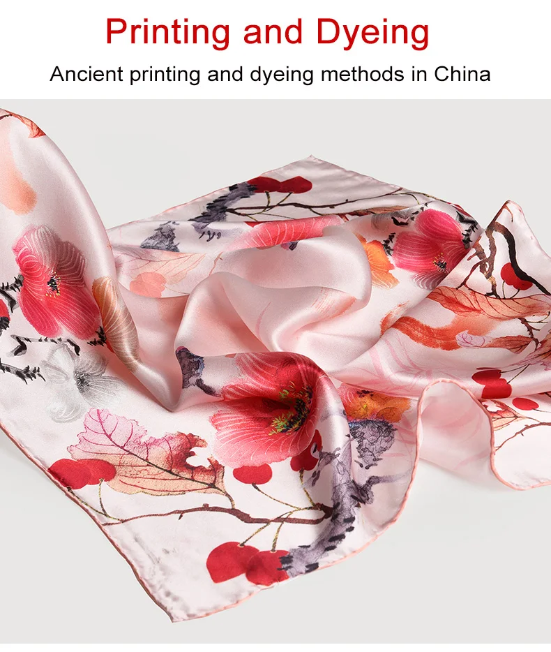 Чистый шелк квадратный шейный шарф Женская Бандана Платок цветочный принт натуральный шелковый платок дизайнер