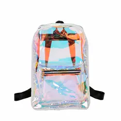 2019 Новые студенты для женщин лазерной прозрачный рюкзак лазерная сумка для подростков обувь девочек кожа голографическая школьные ранцы