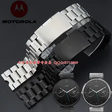 Bande de montre 22mm Nouveau Hommes Argent Noir En Acier Inoxydable Bracelets pour Motorola Moto 360 montre Smart watch bande moto360