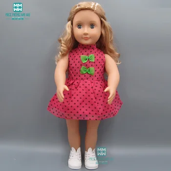 

Doll Clothes for 45cm American doll and new born doll accessories fashion rose red dot dress