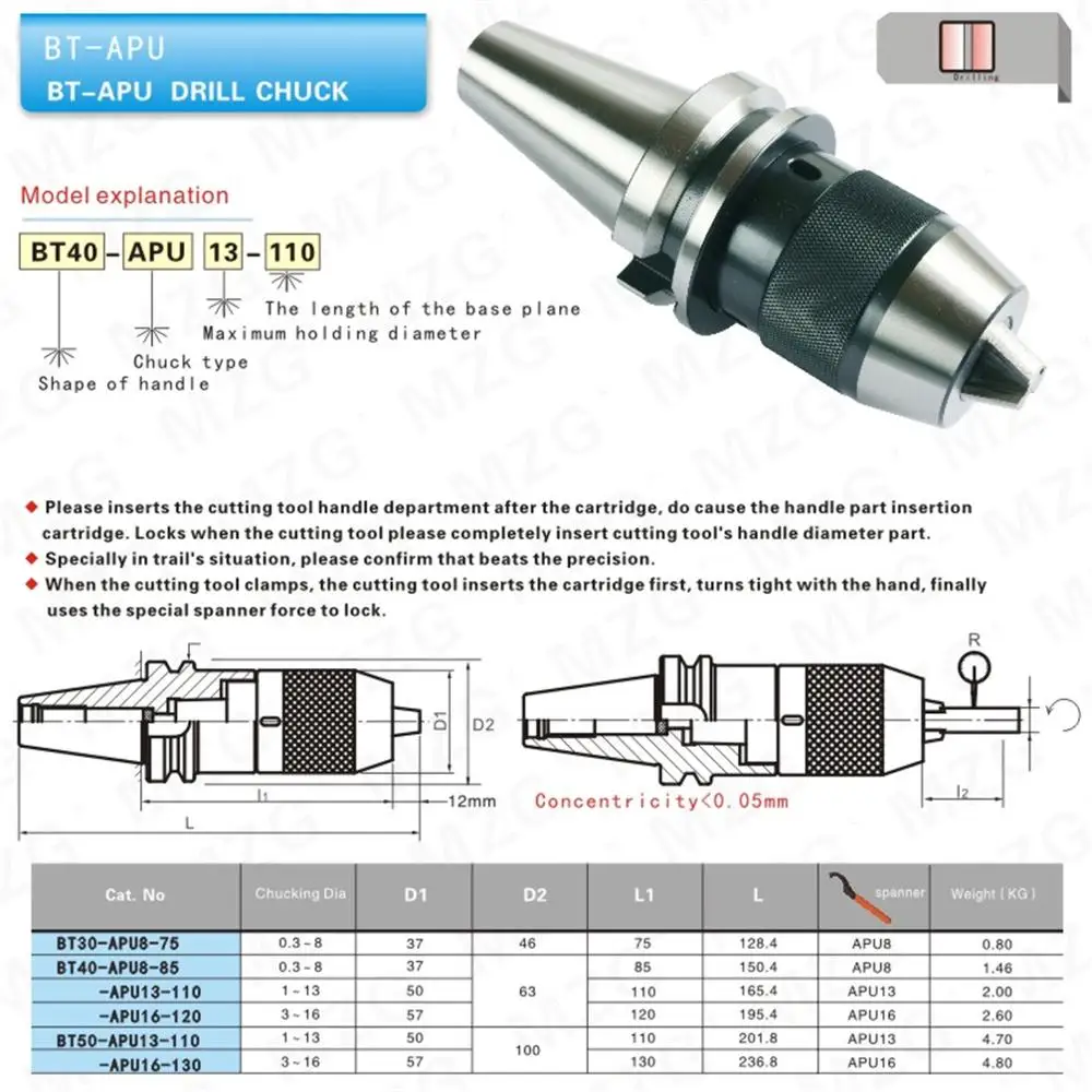MZG BT40 APU APU13 BT40-APU8-100 металлический держатель обработки лица мельница Фрезерный резак хвостовик инструмент сверлильный патрон