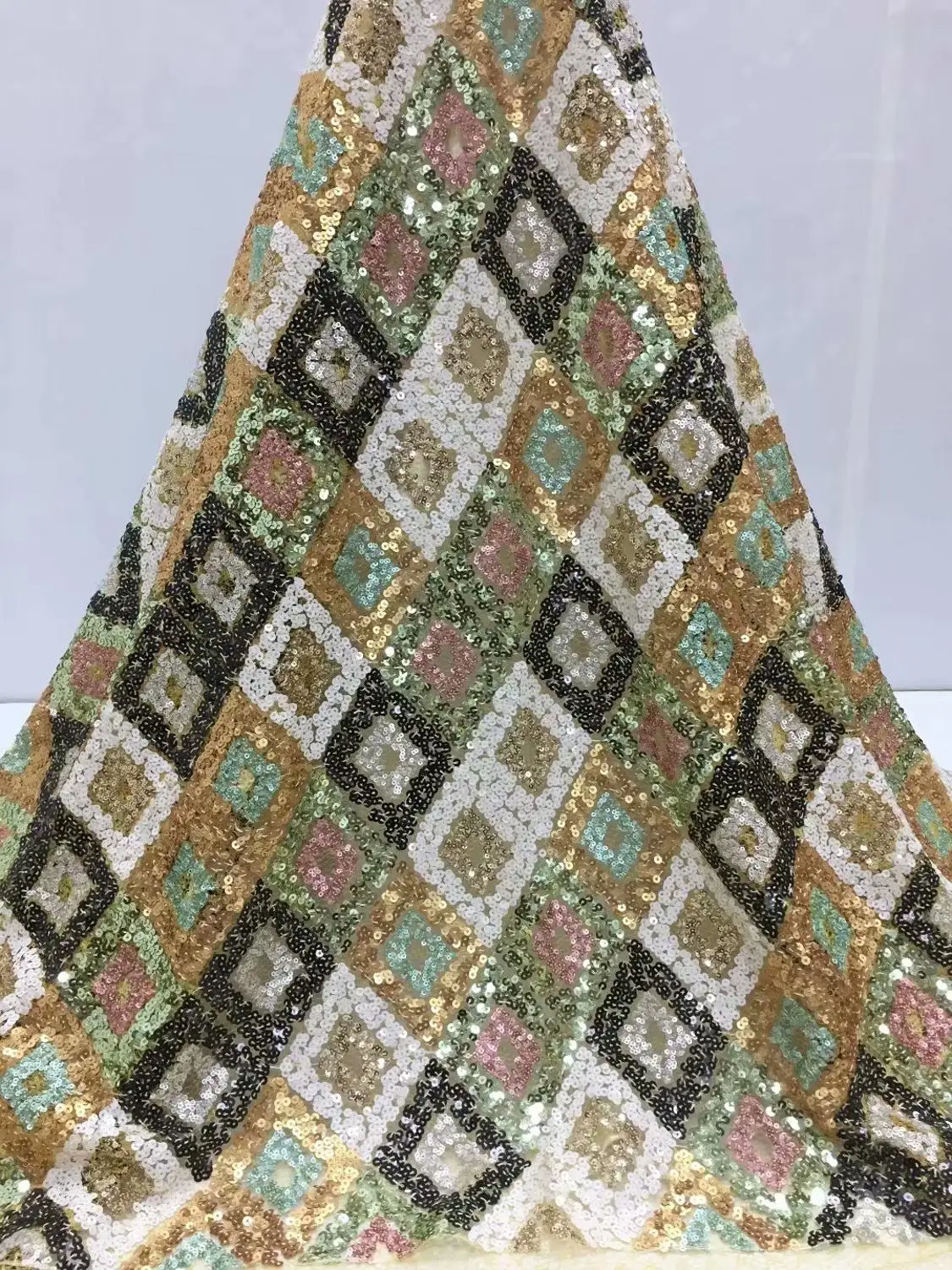 

JOY-7701 sequins Embroidered Cord Lace Fabric for bridal dress Nigerian french net Lace