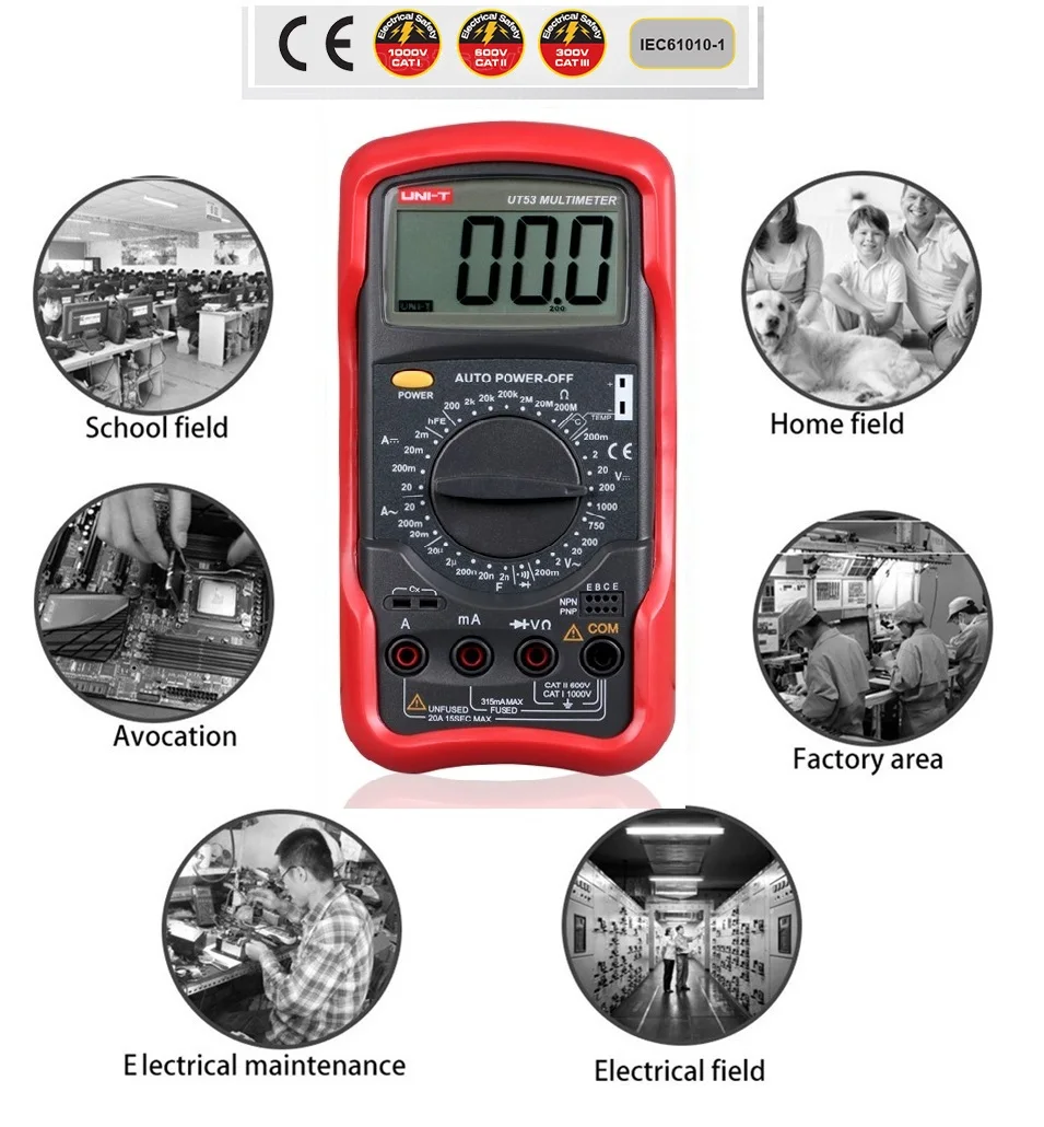 

2017 NEWEST UNI-T UT53 Standard DMM Digital Multimeters W/ Temperature Test & Sleep Mode multimetros multimetr multitester UT53