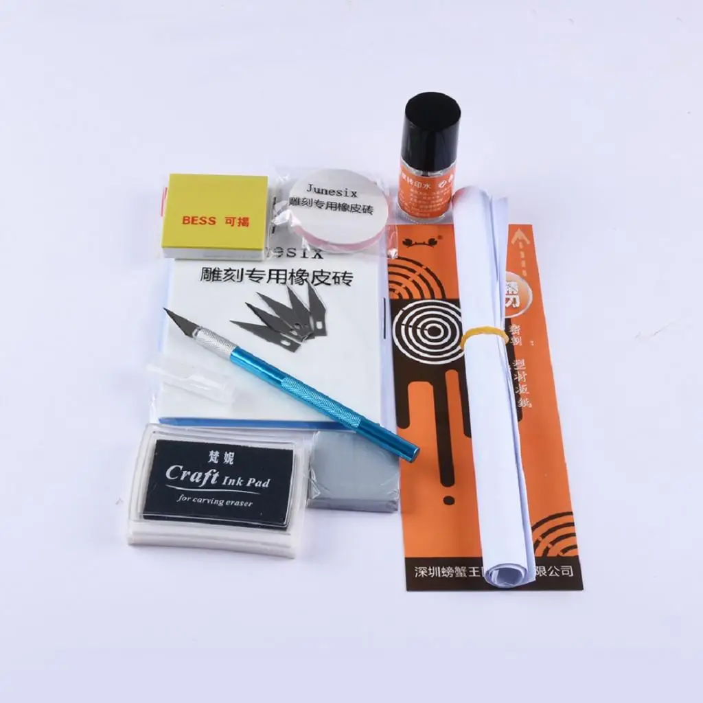 Rubber Stamp Carving Start Kit Rubber Block With Carving Tool,Drawings,for Scrapbooking,Card Making, Kids Toys Craft DIY Project
