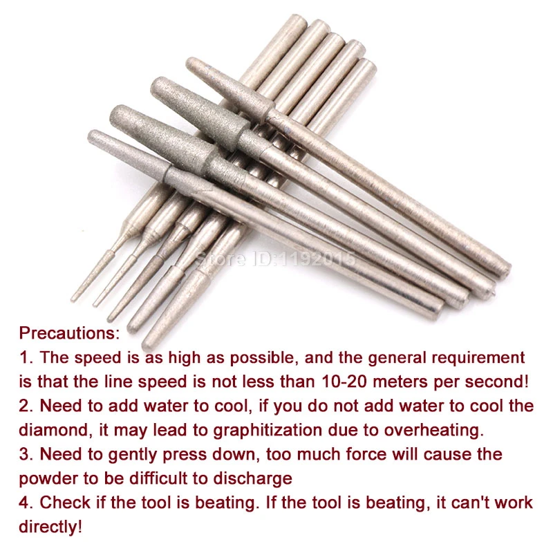 1 шт. зернистость 600/1200 алмазная шлифовальная головка 1-4 мм роторные сверла заусенцы металлический камень нефрит Гравировка Инструменты для Резьбы B иглы боры