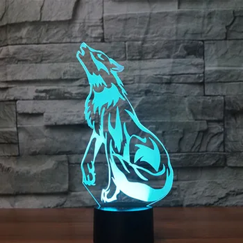 

Wolf Led 3d Lamp 7 Color Changing 3d Night Light Visual Led Night Lights For Kids Usb Table Lampa