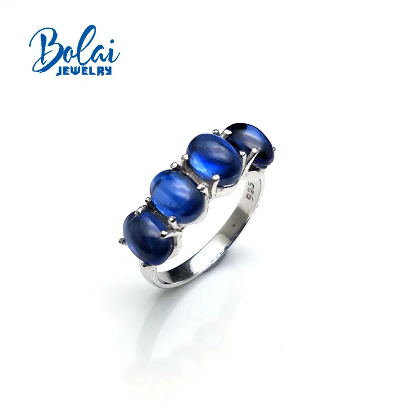 

Bolaijewelry,100% natural deep color blue kyanite gemstone oval5*7mm 2.4ct ring 925 sterling silver fine jewelry for women gift