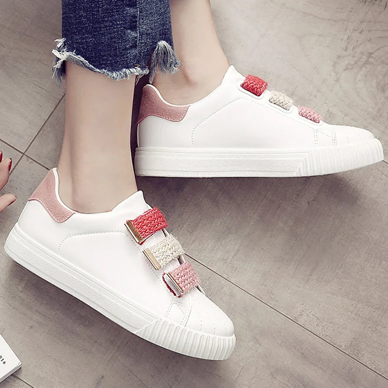

Sneakers woman spring/autumn shoes cotton fabric hook loop platform white shoes 2019 new style female shoes trainers