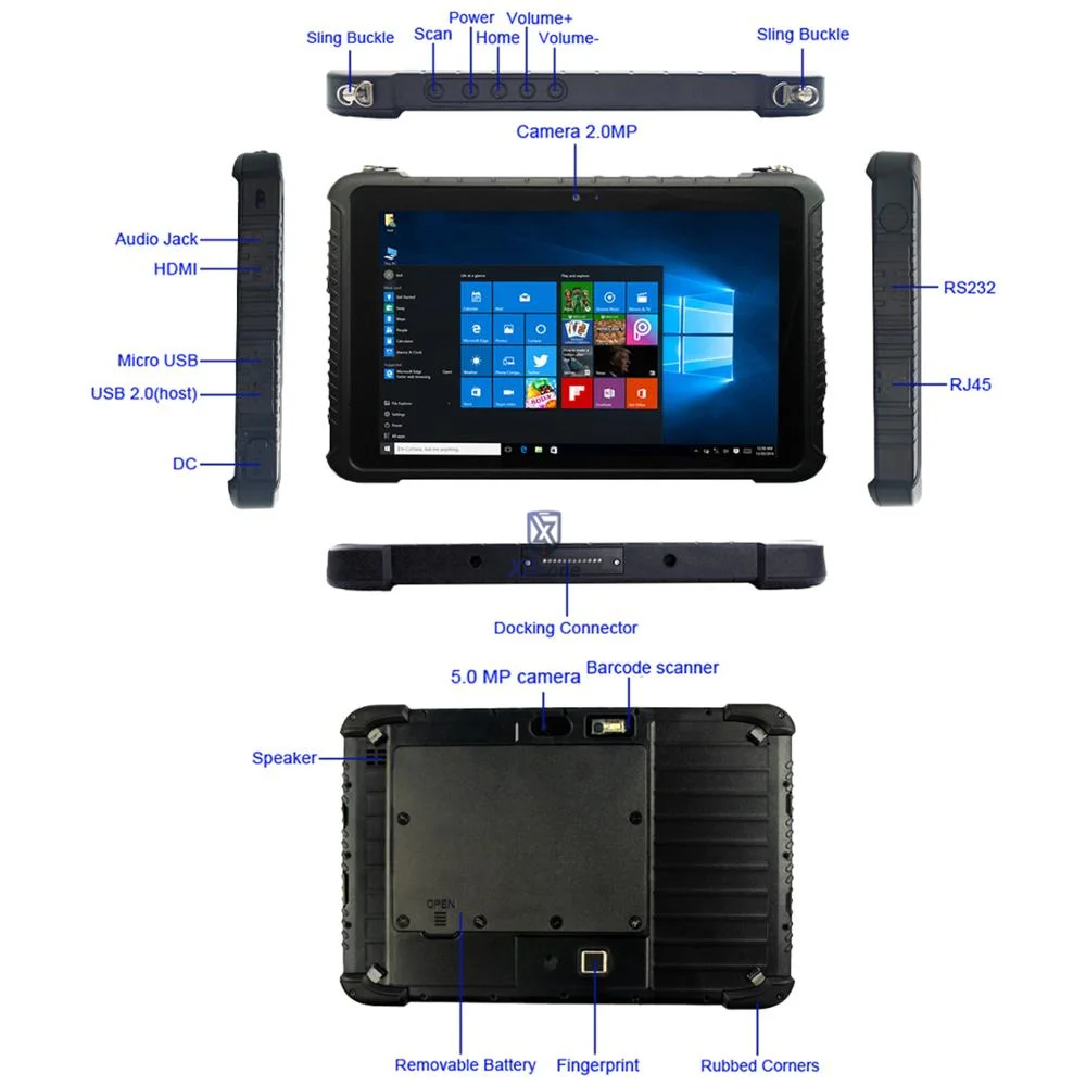 Промышленный компьютер военные K16H прочный Windows 10 Tablet PC 4G B Оперативная память 6 4G B Встроенная память IP67 Водонепроницаемый 10,1 "gps 4G отпечатков