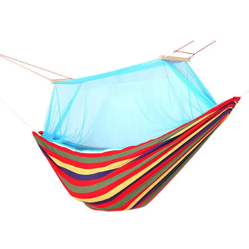1 2 Person Cotton Fabric Hammock Canvas Mosquito Net Sleeping Portable Double Hamak Garden