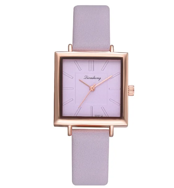 Квадратные женские часы из розового золота, Простые Женские кварцевые наручные часы из искусственной кожи, модные женские наручные часы, подарок XFCS - Цвет: Слоновая кость