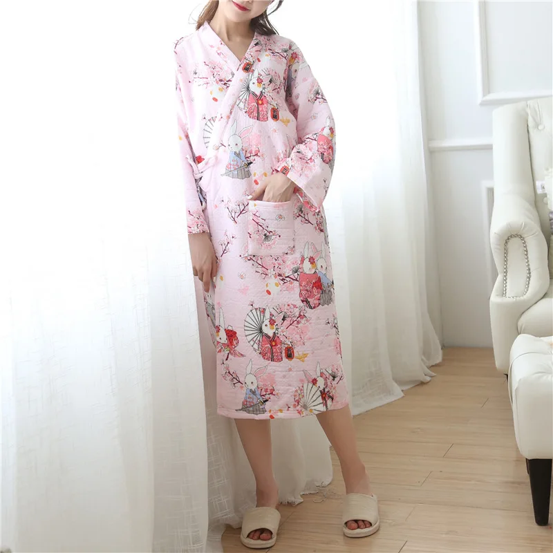 Pink kimono bathrobe woman (4)