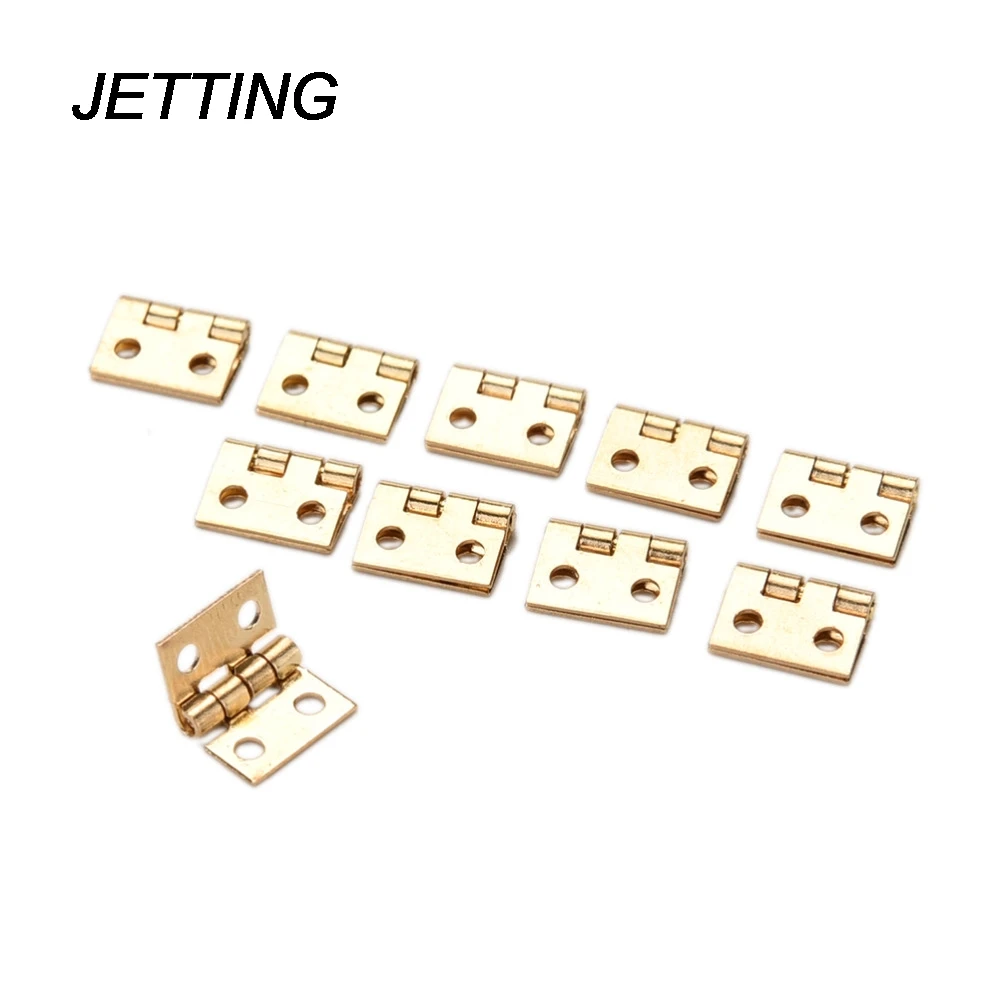 

10Pcs Brass Plated Mini Hinge Small Decorative Jewelry Wooden Box Cabinet Door Hinges with Nails Furniture Accessories