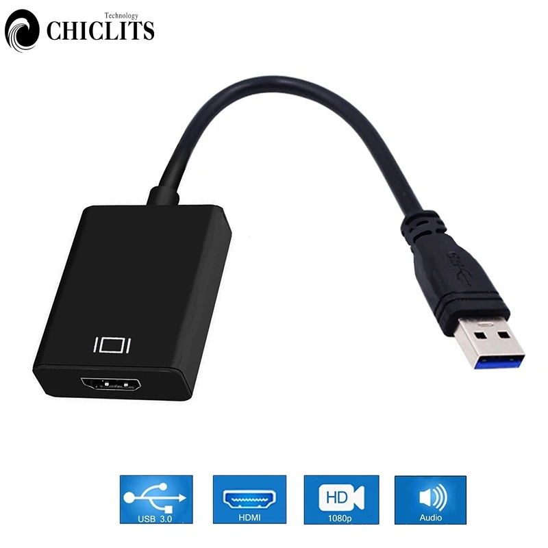 H USB 3,0 к HDMI адаптер Женский видеокабель HDMI конвертер для ноутбука HDTV HDMI выход Поддержка 480 P/576 P/720 P/1080 P