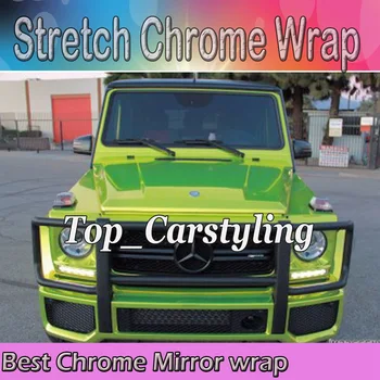

Lime Stretchable Chrome Mirror Car Wrap PROTWRAPS Film Full Car Styling foil with air Bubble Free Size:1.52*20M/Roll