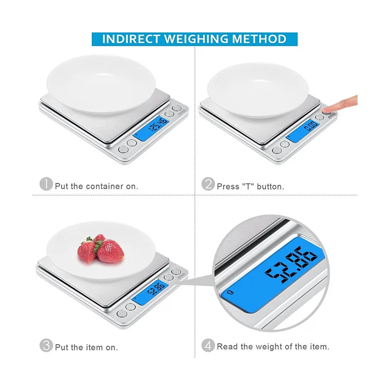 SANBEI 2kg 0.1g Digital Scale Electronic Kitchen Diet Food Weight Scales Jewelry Scale 