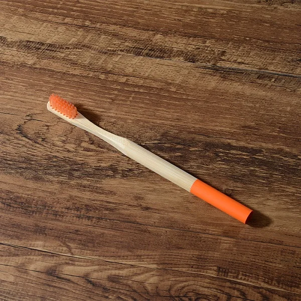 50-Pack бамбуковая зубная щетка мягкая щетина биоразлагаемая пластиковая зубная щетка бамбуковое волокно деревянная ручка логотип на заказ - Цвет: 50pcs Orange