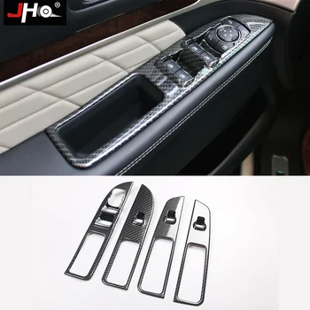 

JHO Window Glass Lifter Switch Panel Cover Trim FOR Ford Explorer 2016 2017 2018 ABS Carbon Fiber Grain Car Styling Accessories