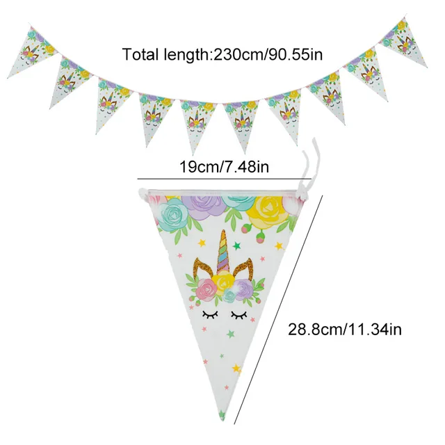 10Pcs Dream Unicorn Pennant Unicorn Party Pull Flag Children’s Party Decoration Children Shower Gift Favor Supplies